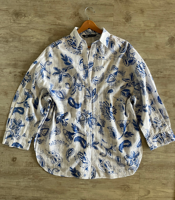 شومیز زنانه Zara پنبه کتان وارداتی اصلی سایز بزرگ اقساطی